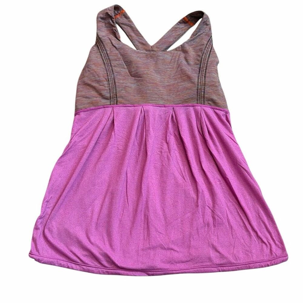 Lululemon No Limits Tank Purple Striped Built-In Bra Racerback